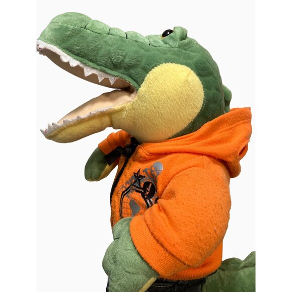 Build-A-Bear Workshop Green Alligator Plush Toy With Orange Hoodie & Denim Jeans - Picture 5 of 10
